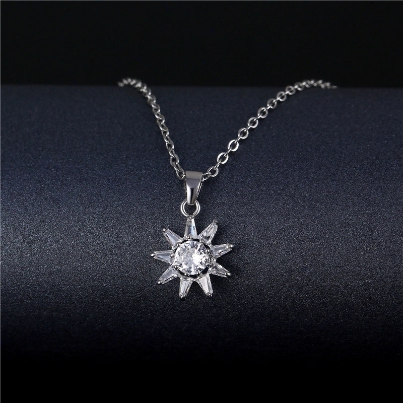 Peacock Leaves Water Droplets Stainless Steel Titanium Steel Platinum Plated Rhodium Plated Zircon Pendant Necklace