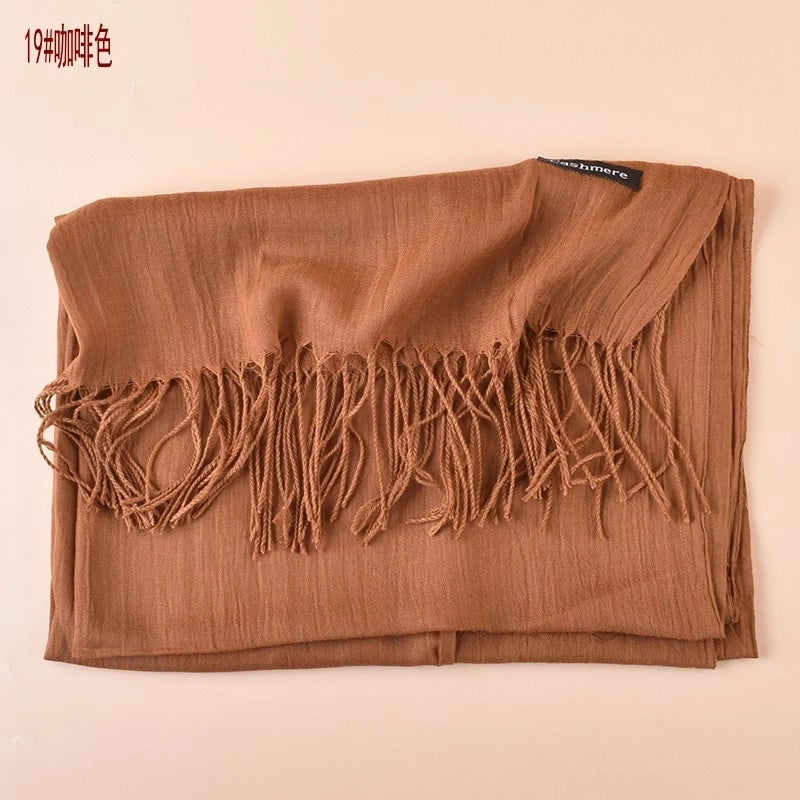 Women's Fashion Tassel Solid Color Imitation Cashmere Winter Scarves