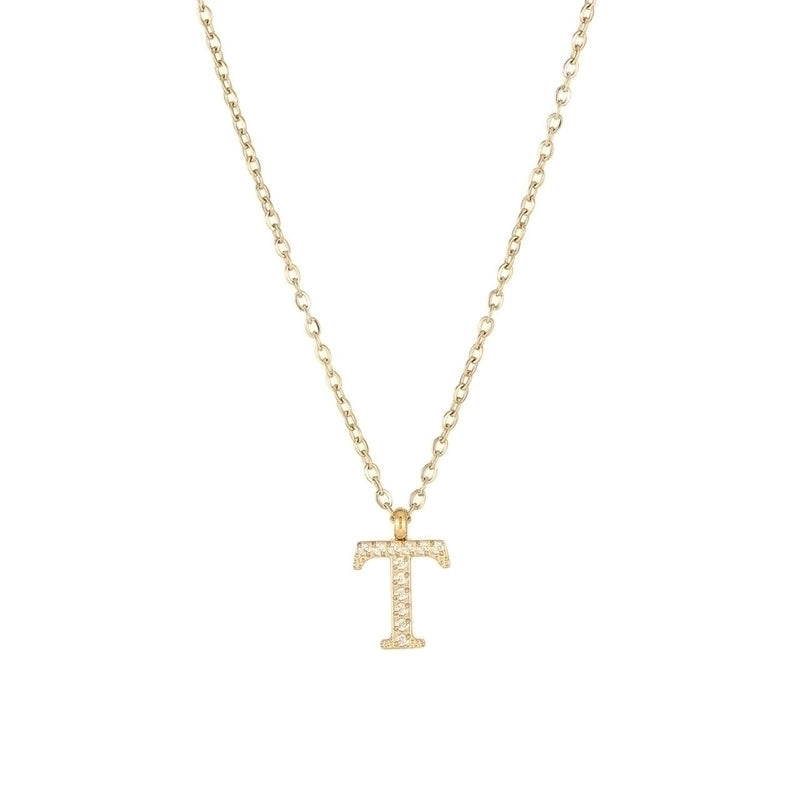 Minimalist Letter 304 Stainless Steel Zircon 16K Gold Plated White Gold Plated Plating Inlay Pendant Necklace
