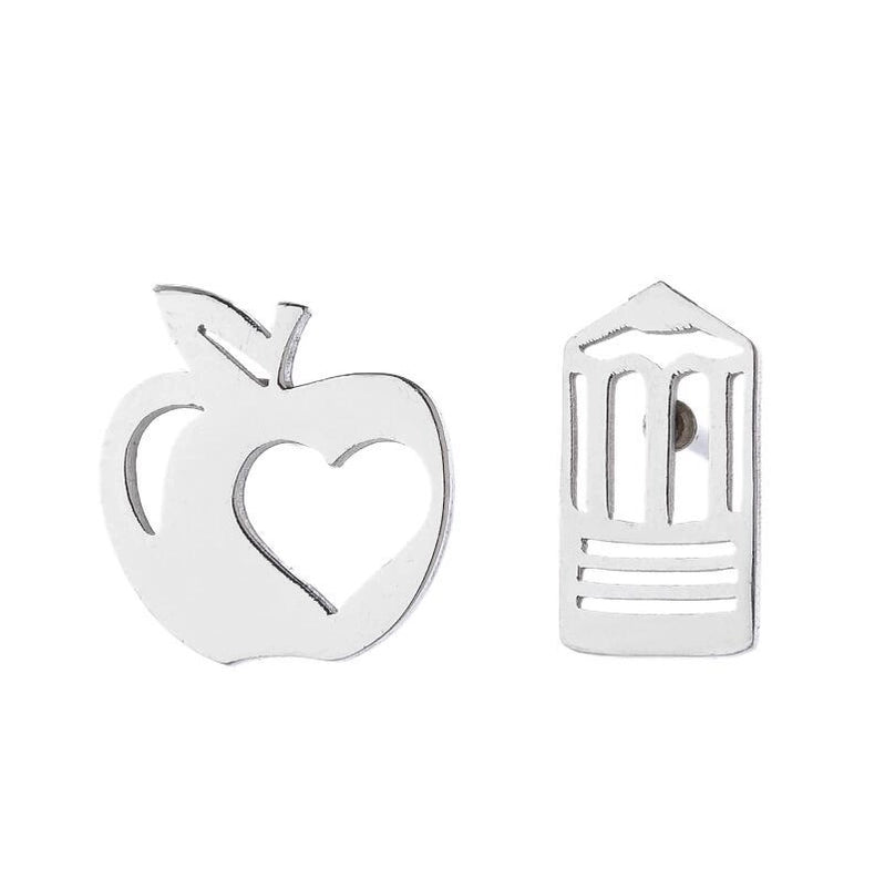 Minimalist Human Gingerbread Apple Stainless Steel Plating Hollow Out Ear Studs 1 Pair