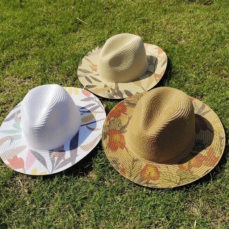 Women's Minimalist Color Block Flat Eaves Straw Hat
