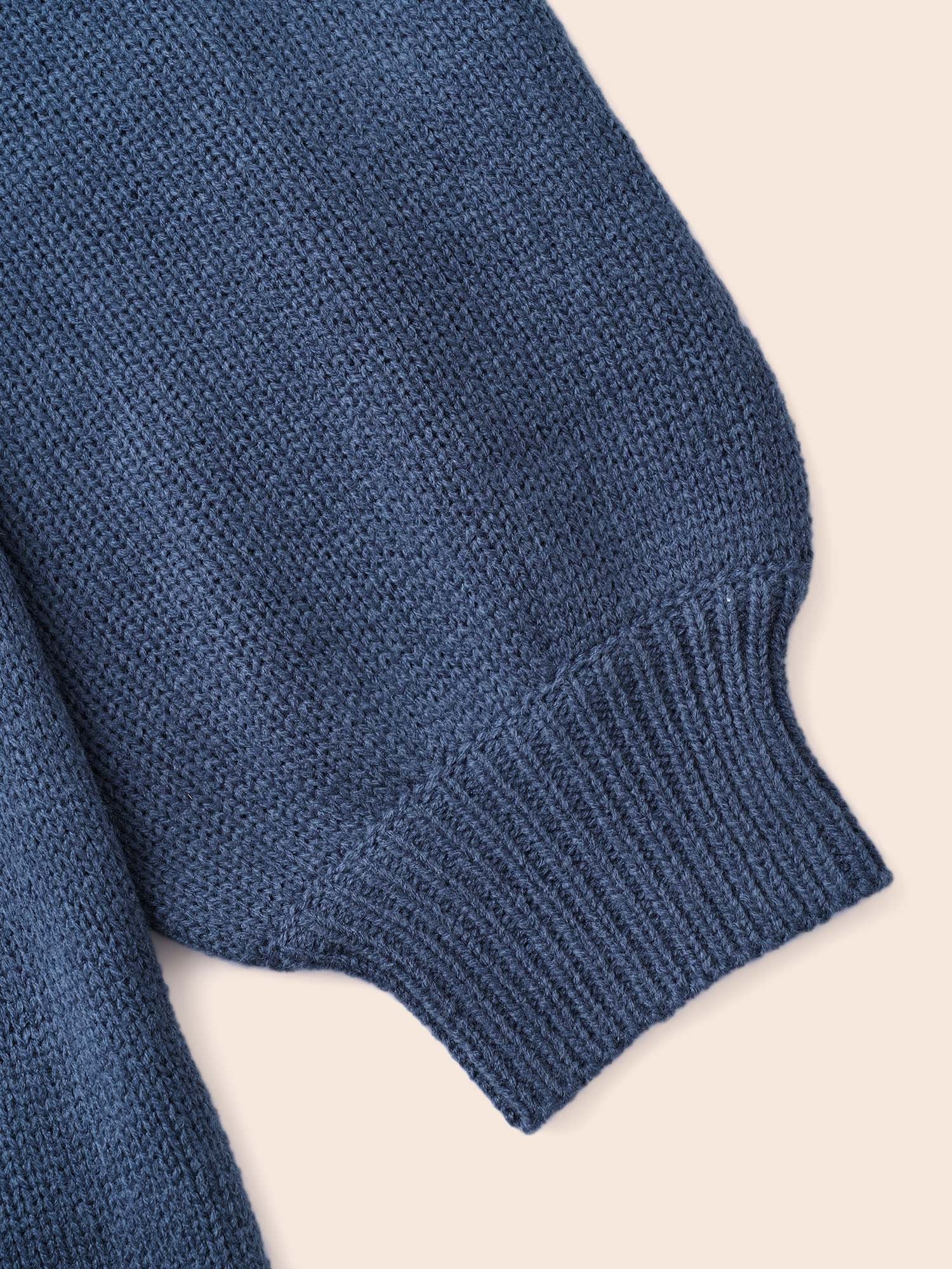 Texture Cable Knit Lantern Sleeve Pullover