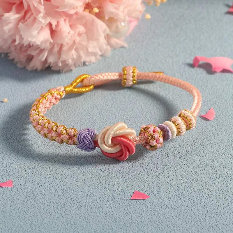 Peach Blossom Knot Braided Bracelet