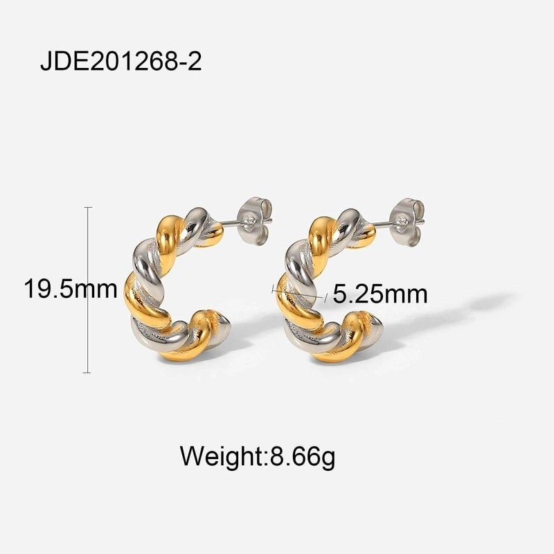 1 Pair Minimalist Classic Style Geometric Mixed Color Plating 304 Stainless Steel Earrings