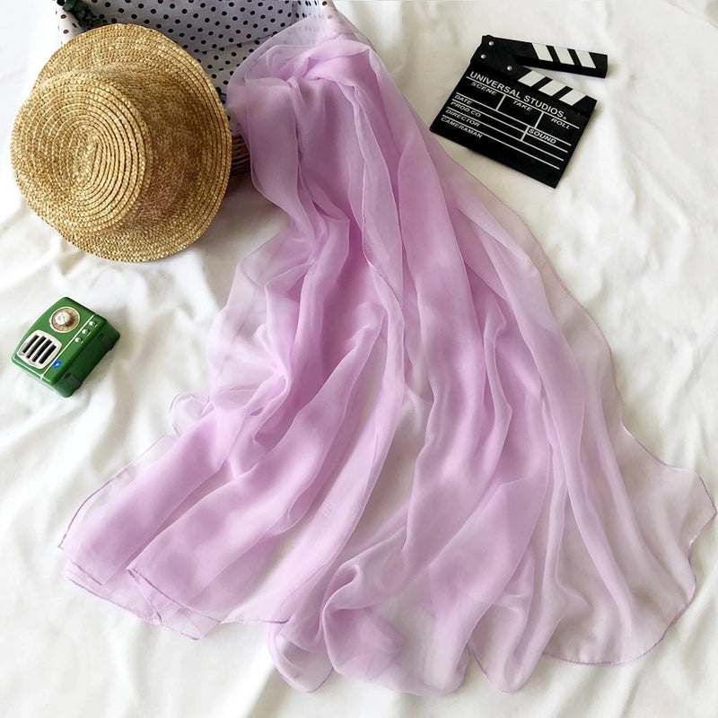 Women's Elegant Solid Color Satin Silk Scarves