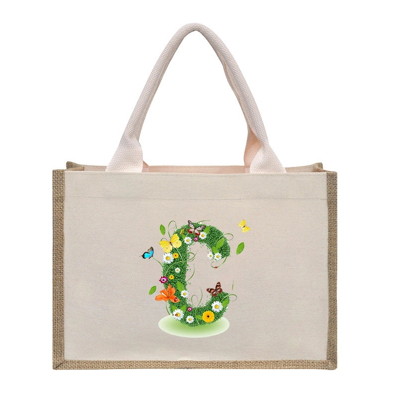 Women's Medium Canvas Letter Basic Classic Style Open Shopping Bags