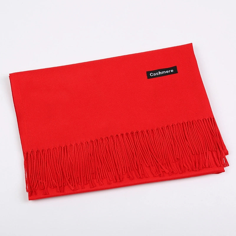 Pure Color Cashmere Scarf Women's Autumn And Winter Popular 220g Light Board Tassel Warm Shawl Travel Gift