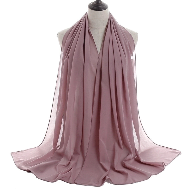 Women's Minimalist Solid Color Chiffon Cotton Linen Scarves
