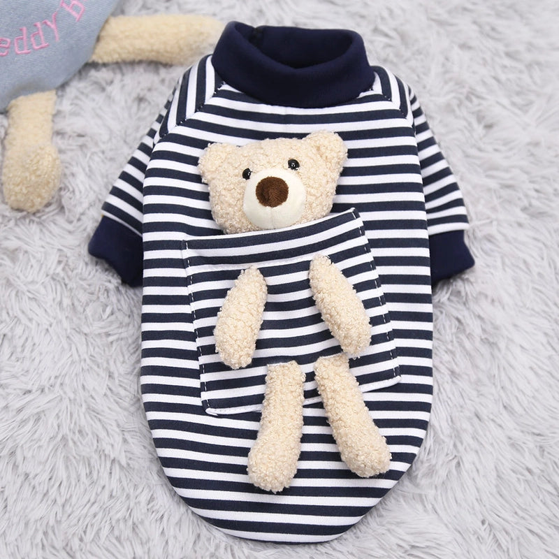Pocket Bear Dog Cat Health Clothes Autumn And Winter Plus Velvet Small Dog Warm Pet Supplies