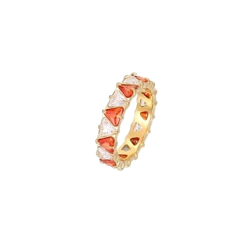 Minimalist Shiny Heart Shape 304 Stainless Steel Zircon 16K Gold Plated White Gold Plated Inlay Rings