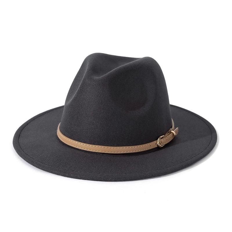 Fashion Flat Top Hat Women's British French Socialite Elegant Felt Hat Autumn And Winter Warm Jazz Hat Men's