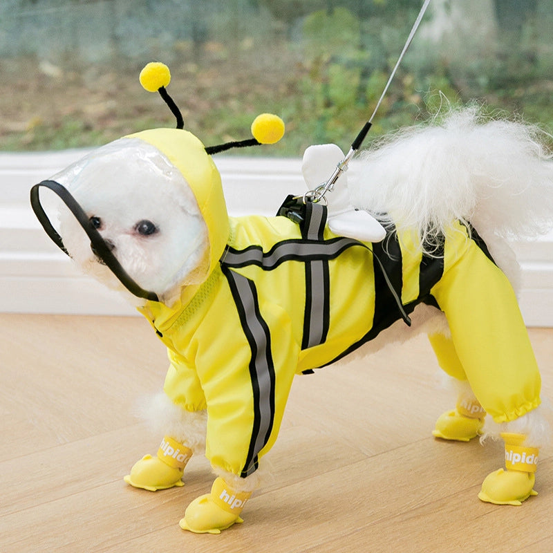Puppy Raincoat Four-legged Waterproof All-inclusive Teddy Poncho Pet Rainy Day Clothes Small Medium Dog Bixiong Bomei