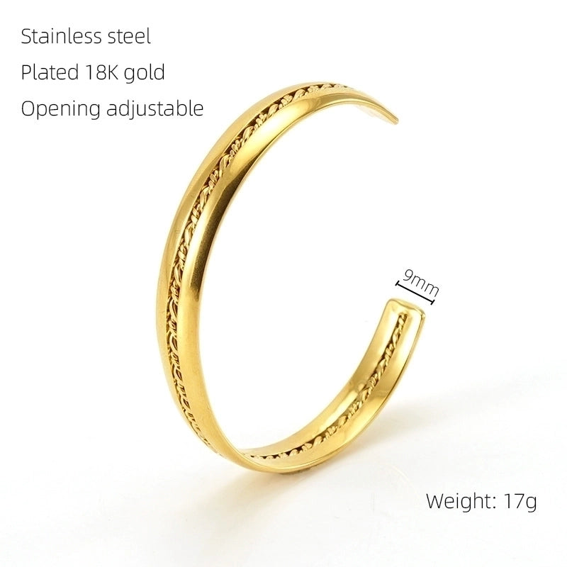 Retro Geometric Snake Stainless Steel Bangle