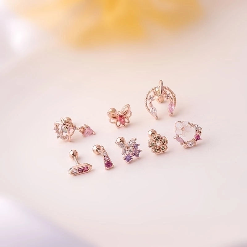 Ear Cartilage Rings & Studs Geometric 316L Stainless Steel  Copper Plating