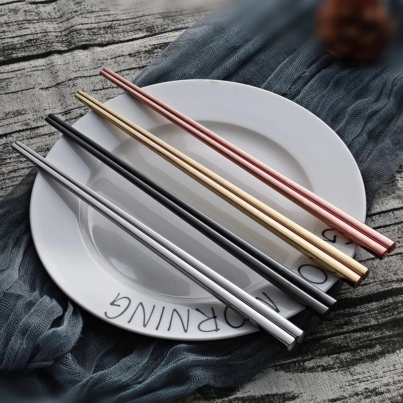 Fashion Solid Color Stainless Steel Tableware 1 Pair