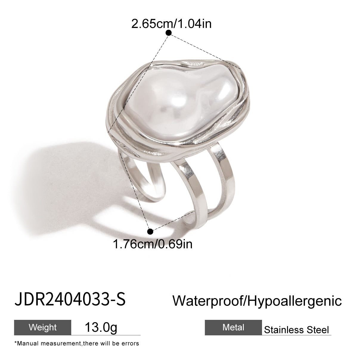 Baroque Pearl Ring Titanium Steel Jewelry Hot Sale Female Rings