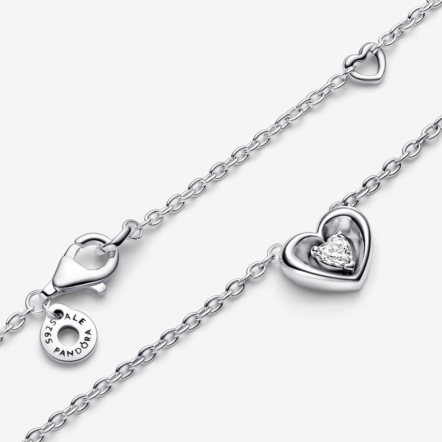 Radiant Heart & Floating Stone Pendant Collier Pandora Necklace