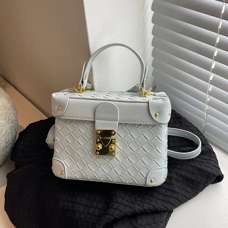 Women's Medium Pu Leather Solid Color Streetwear Square Lock Clasp Crossbody Bag
