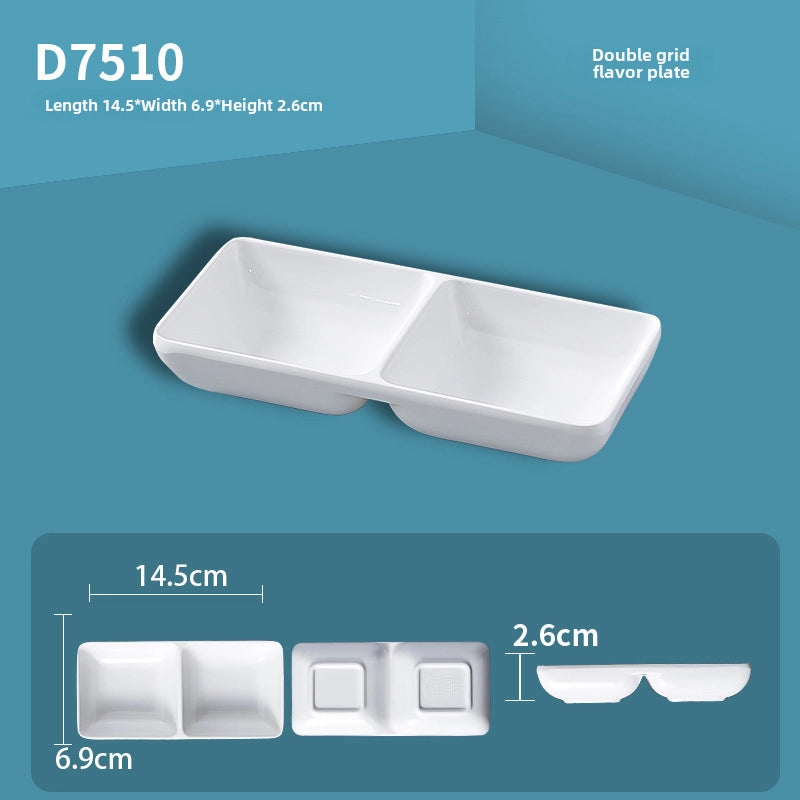 White Melamine Round Flavor Dish Vinegar Dish Catering Hot Pot Shop Commercial Imitation Porcelain Three-compartment Dip Dish Seasoning Dish