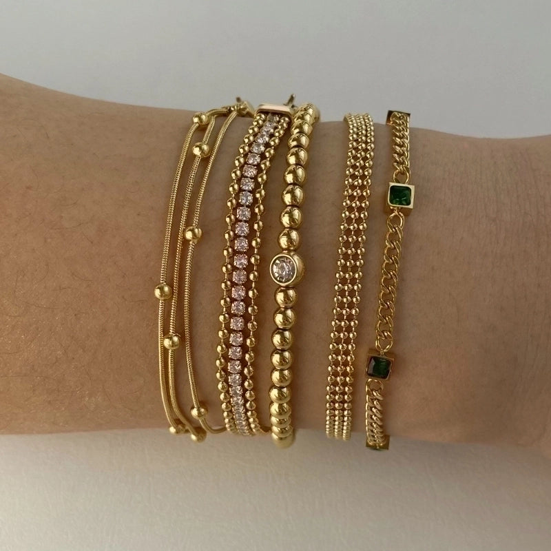 3 Pieces Casual Minimalist Geometric 304 Stainless Steel 16K Gold Plated White Gold Plated Gold Plated Bracelets In Bulk