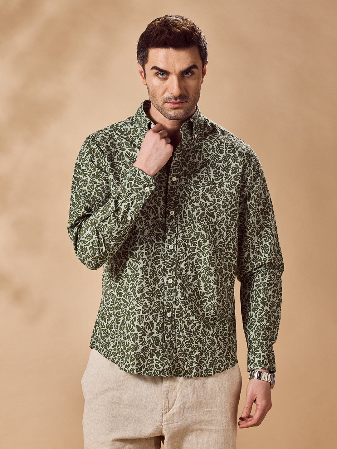 Men Green Casual Shirt (COVE)