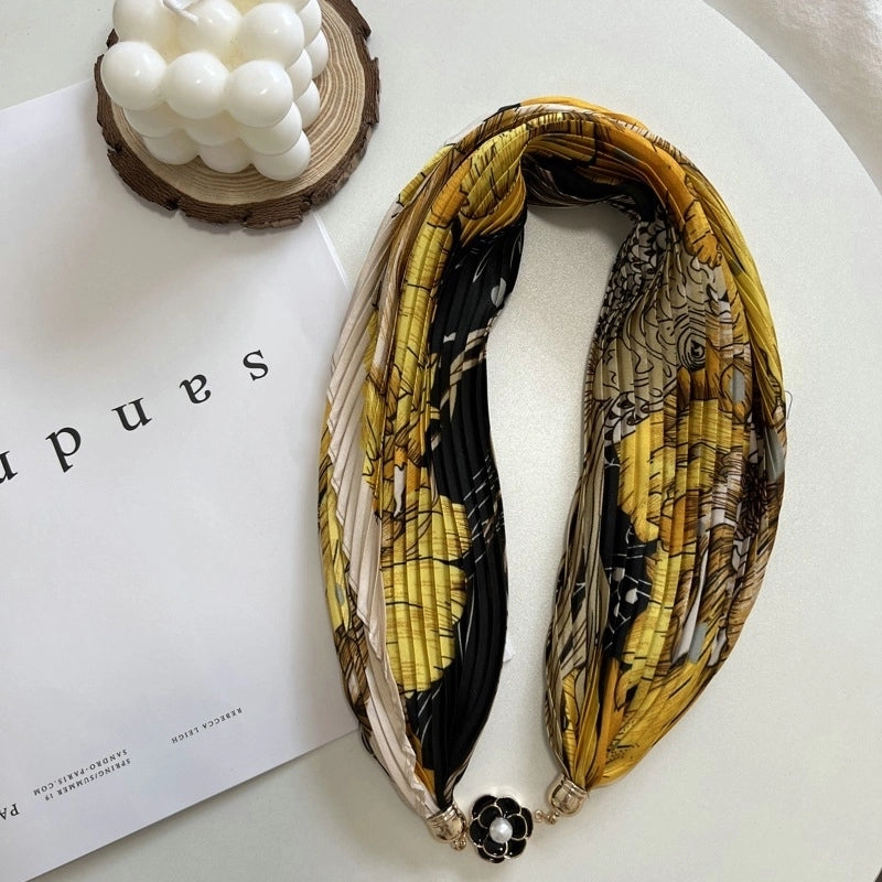 Women's Elegant Geometric Satin Printing Silk Scarf