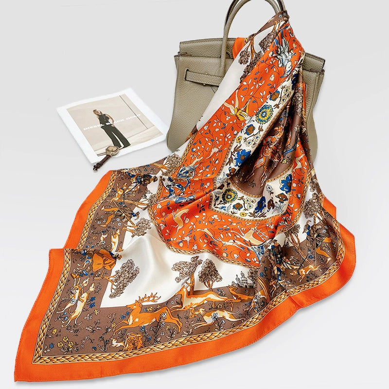 Women's Elegant Minimalist Printing Silk Printing Silk Scarf