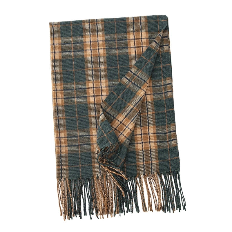 Women's Elegant Plaid Imitation Cashmere Tassel Scarf