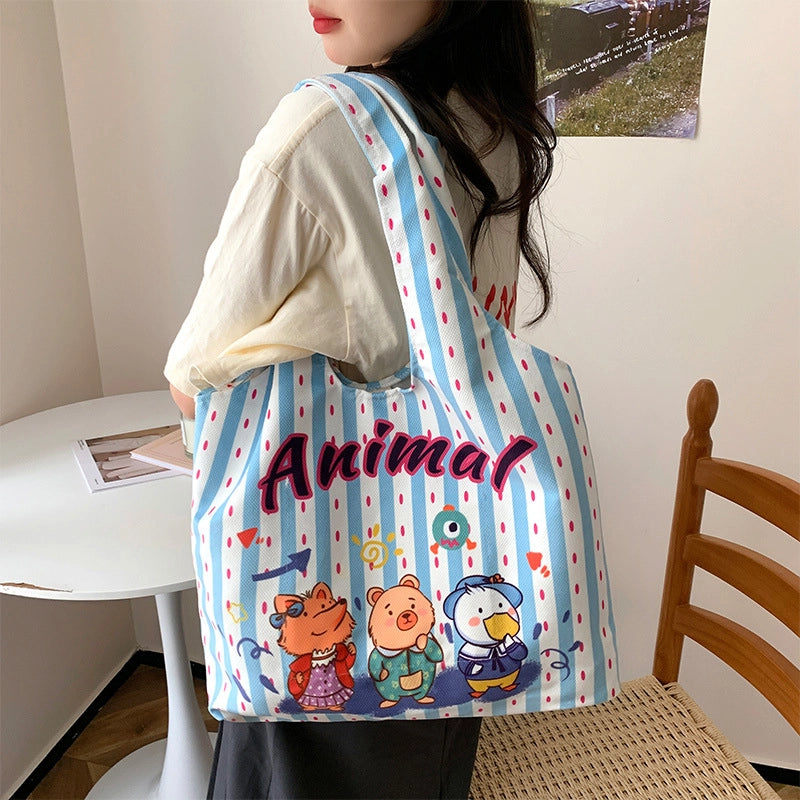Women's Large Polyester Animal Letter Elegant Cute Streetwear Square Magnetic Buckle Tote Bag