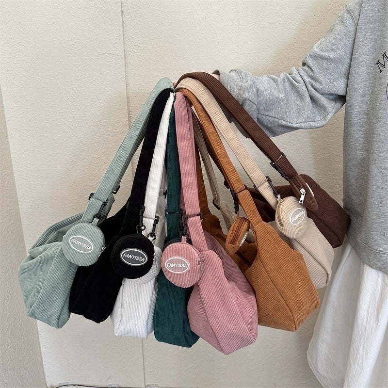 Women's All Seasons Canvas Solid Color Vintage Style Square Zipper Shoulder Bag