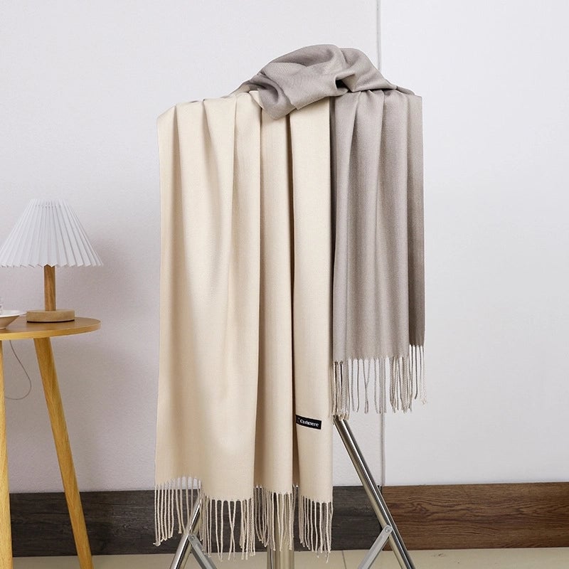 Double-sided Scarf Women's Winter Tassel Cashmere Scarf Autumn And Winter Version New Wool Men's Scarf