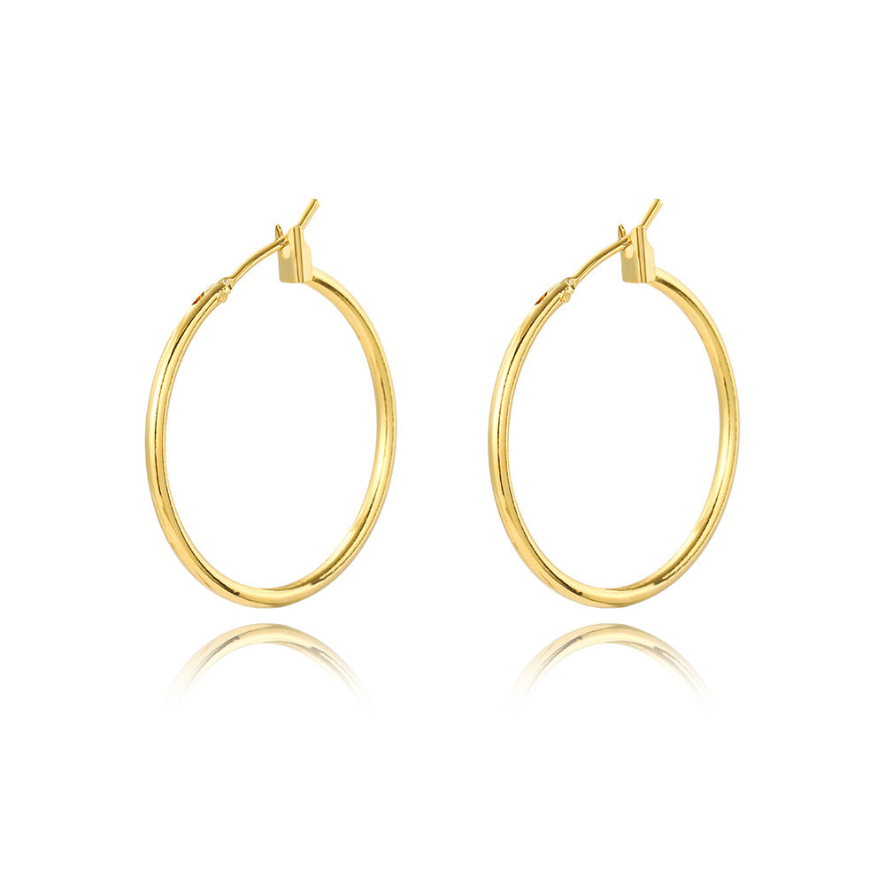 Round Geometric Copper Electroplating Earrings