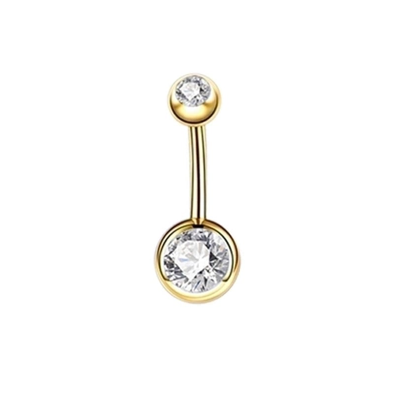 2 Pieces Fashion Geometric Stainless Steel Inlay Zircon Belly Ring
