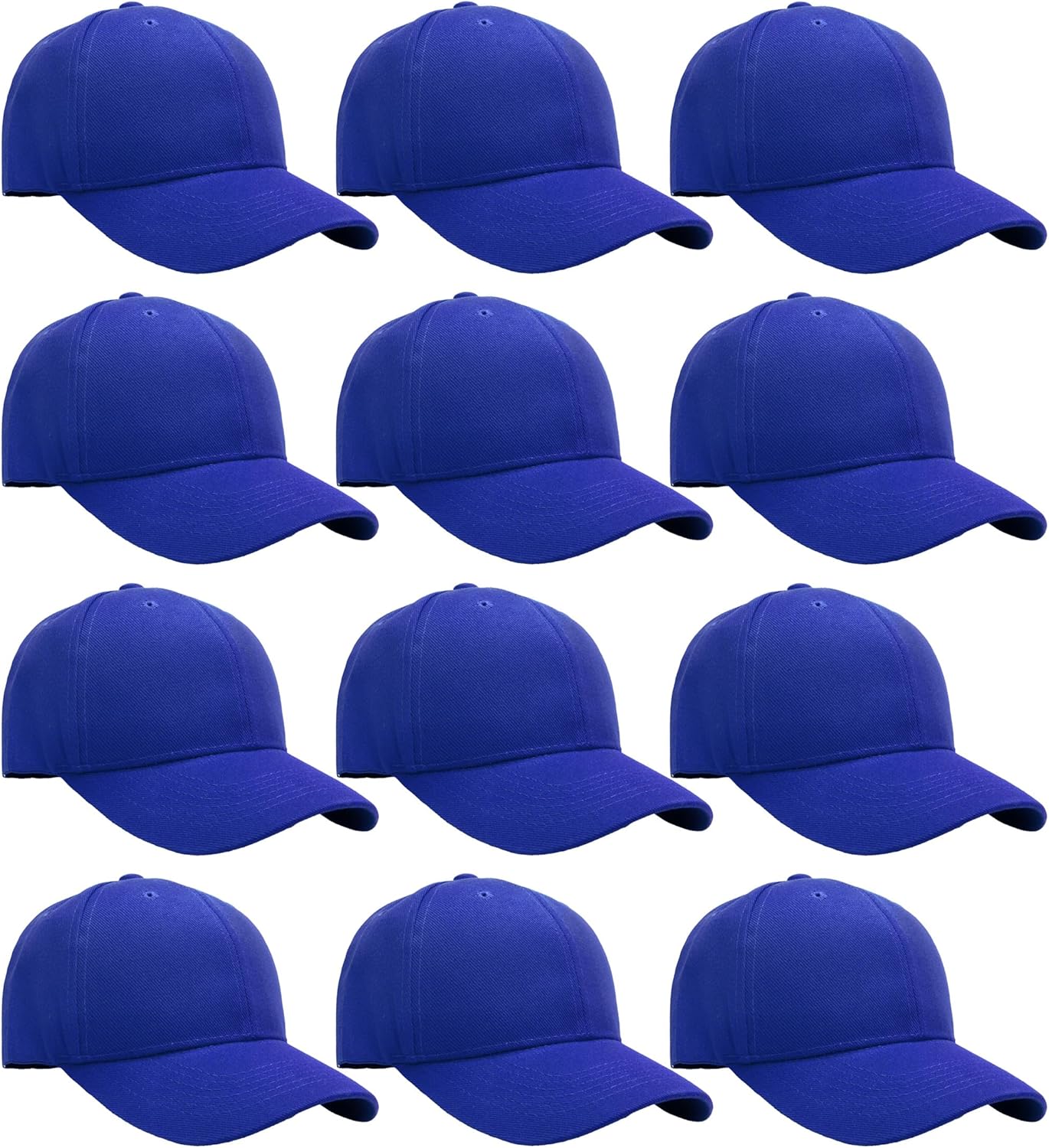Falari Wholesale Bulk Lot 12-Pack Baseball Cap Adjustable Size Plain Blank Solid Color