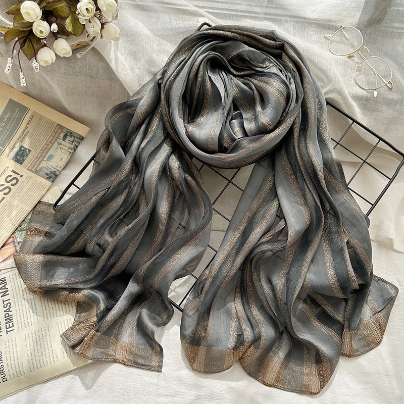 Women's Elegant Sweet Color Block Silk Silk Scarf