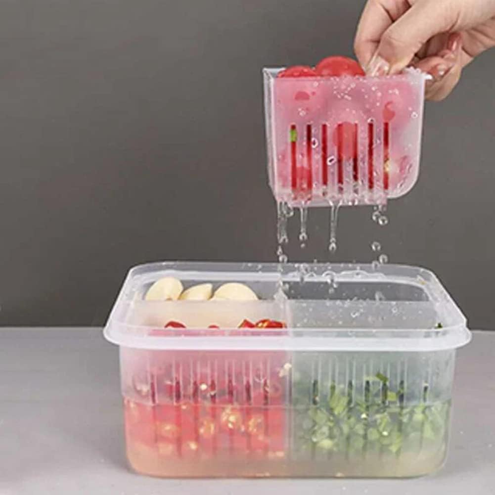 Refrigerator Onion Ginger Garlic Food Storage Plastic Transparent Drain Food Sealed Box