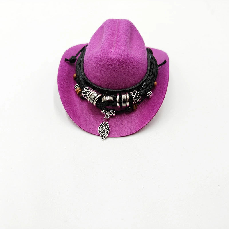Cowboy Style Polyester Solid Color Pet Hat