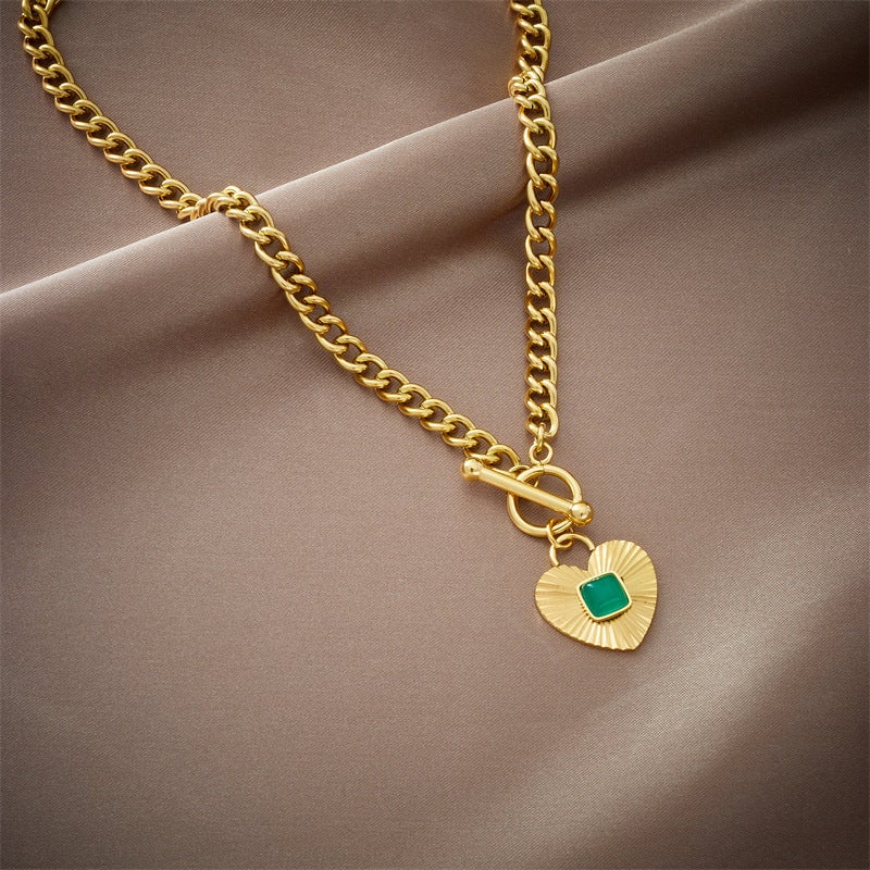 Fashion Women Heart Chain Titanium Steel Electroplating Jewelry Sets