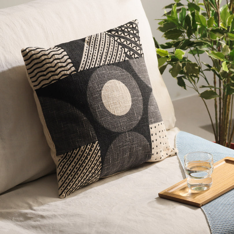 Deco Embroidered Cushion Cover - Black White