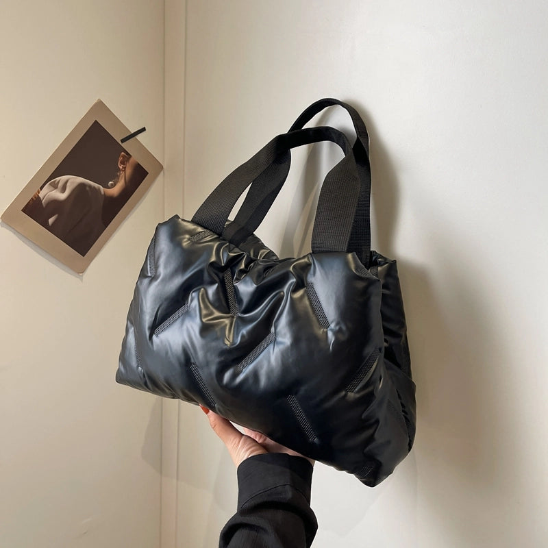 Women's Polyester Solid Color Classic Style Sewing Thread Square Zipper Handbag
