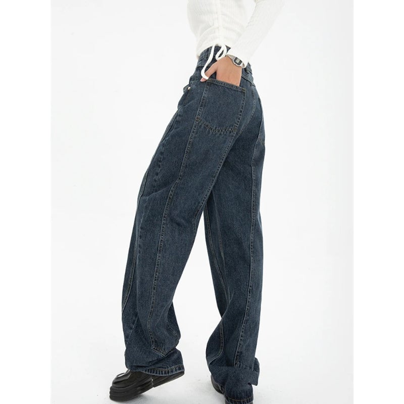 Women High Waist Vintage Straight Baggy Streetwear Jeans