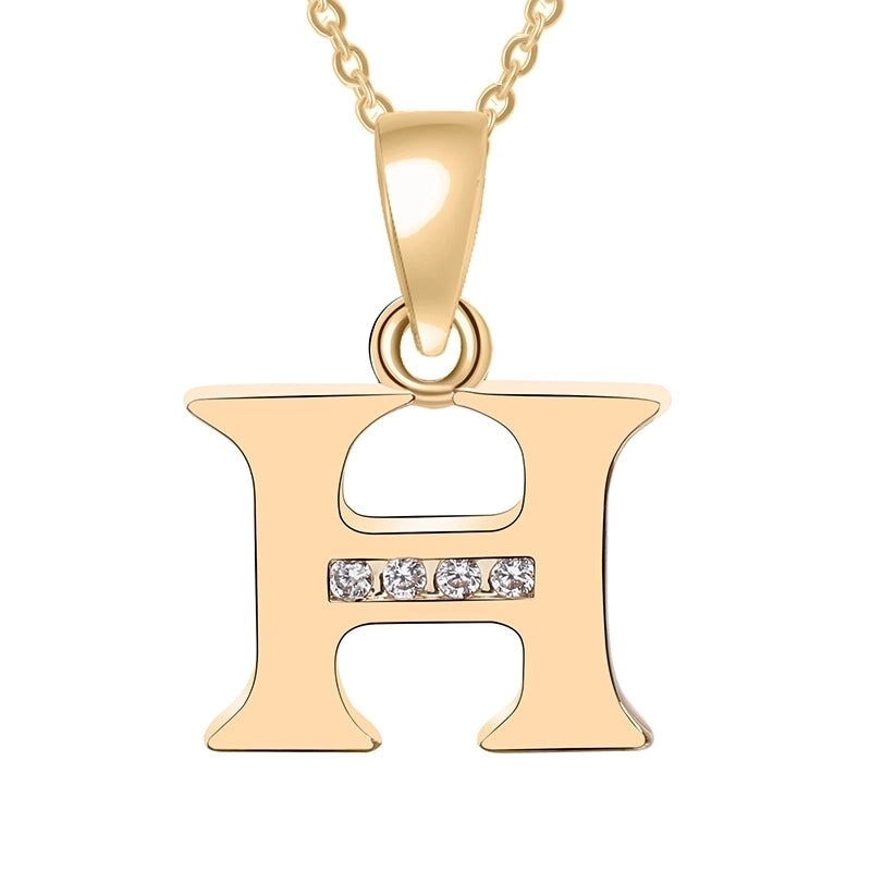 Minimalist Letter Copper Plating Inlay Zircon Pendant Necklace