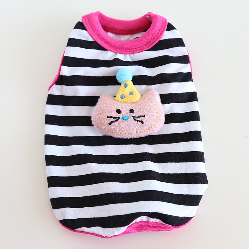 Striped Cute Animal Decor Dog Cat Vest