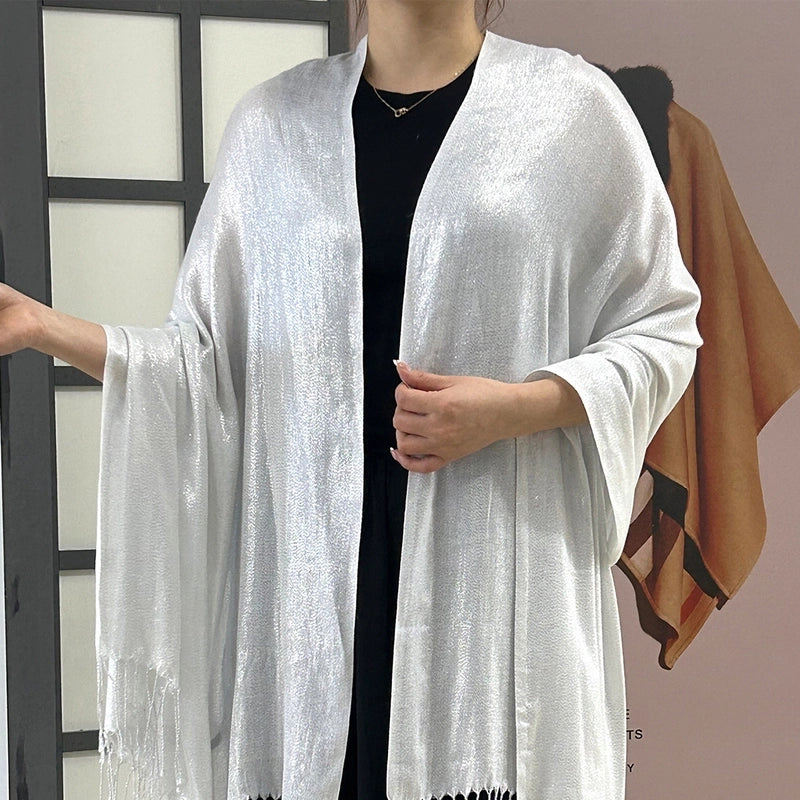 Exclusive For New Women's Shawl Autumn And Summer Women Tassel Silver Silk Ball Dinner Party Scarf