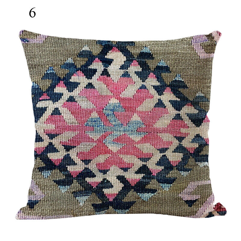 Ethnic Boho Mandala Print Linen Throw Pillow Case Sofa Cushion Cover Home Decor！