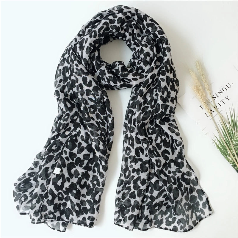 Unisex Retro Ethnic Style Leopard Voile Scarf