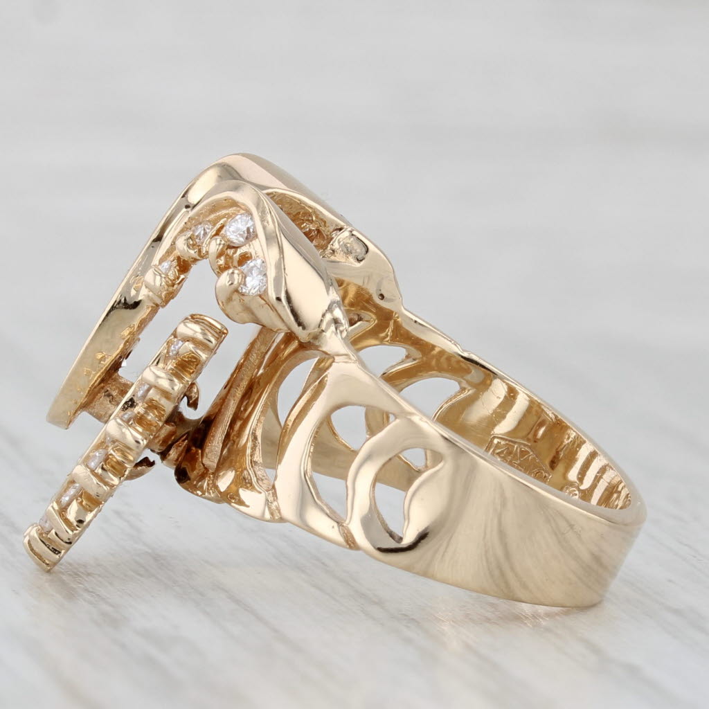 0.61ctw Rolling Spinning Diamond Swirl Ring 14k Yellow Gold Size 6.25