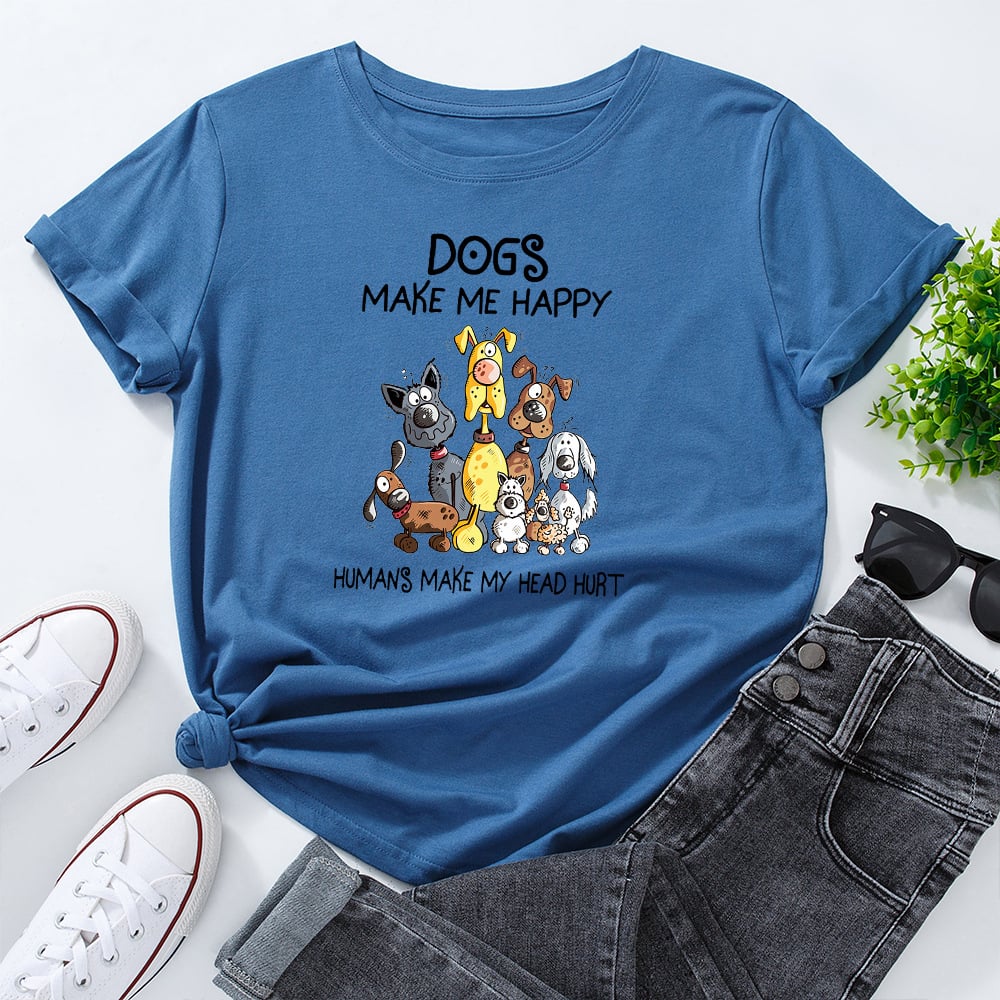 Dogs Make Me Happy T-shirt🔥(Buy 3PCS and Get 3rd for Free )🔥