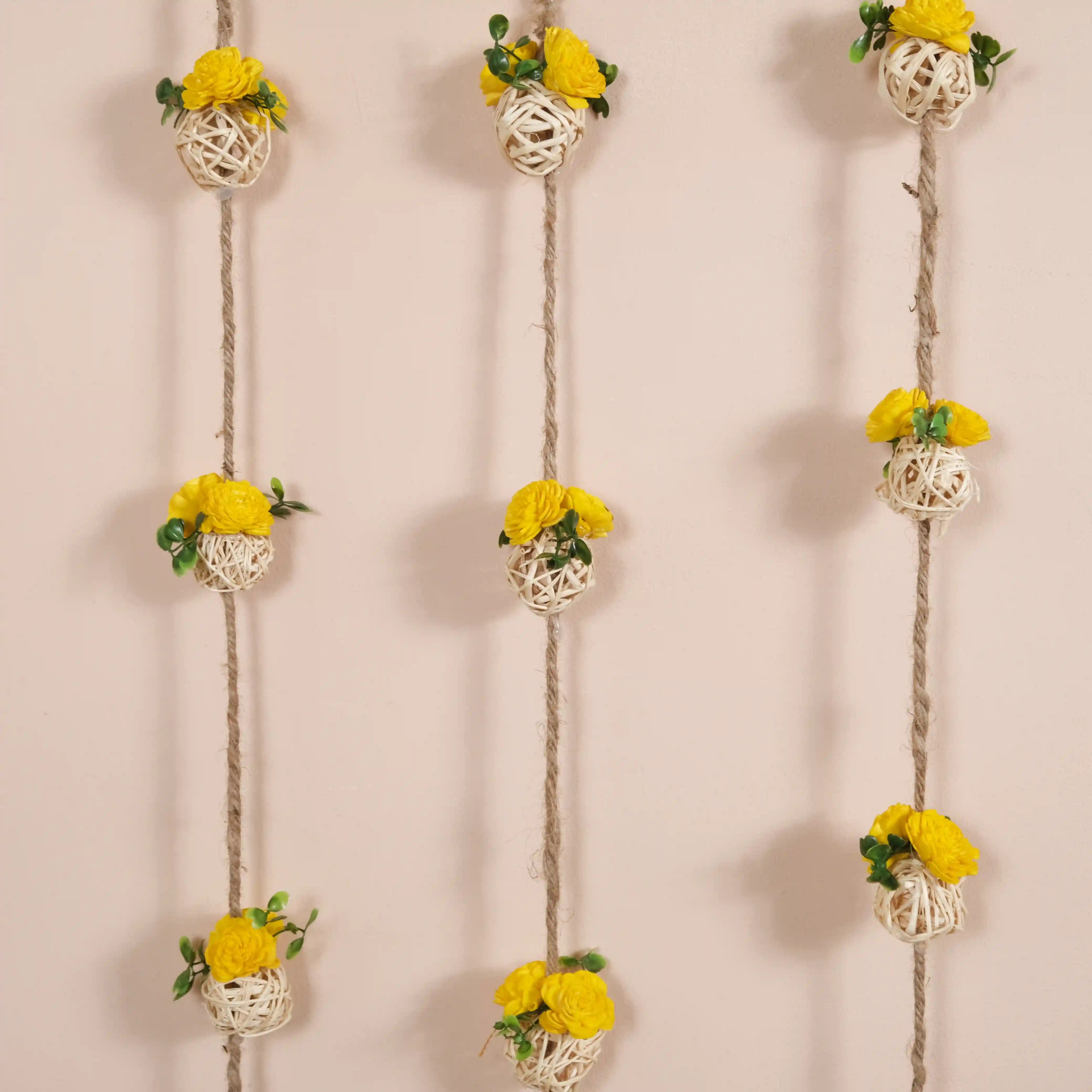 All Natural Decorative Flower Wall Hanging Set Of 6