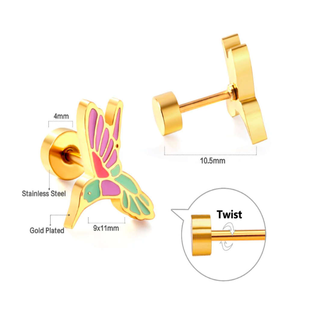 Hummingbird studs - Gold